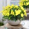 4 Pcs Summer Potted Plants, Artificial Flowers Outdoor Impatiens UV Resistant Silk Impatiens Flowers Yellow Faux Flowers Impatiens Bushes Artificial Impatiens for Pot Patio Lawn Garden Hanging Basket Porch Decor